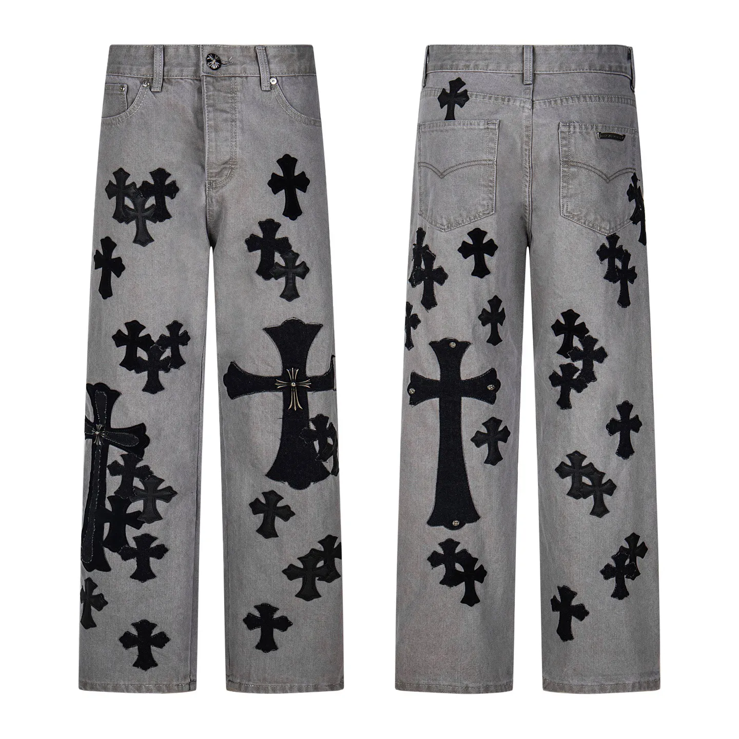 P290 Chrome Hearts Gray Cow King Jeans Multi-Leather Standard Work Jeans CH Jeans All need to be washed and then disassembled and hand-stitched with sheepskin cross leather and then spliced to complete. The whole process is too complicated to describe. About Chrome Hearts This is an extremely luxurious fashion brand that can also be called the aristocracy of the high street. It has always been an exclusive brand for some hipsters or the second generation of rich people. Compared with ordinary high streets, it is more luxurious and noble. Compared with luxury brands, it is more fashionable and individual. It has always been a brand that I have a special liking for. Style number: 1763# Color: Gray Size: 28 30 32 34 36